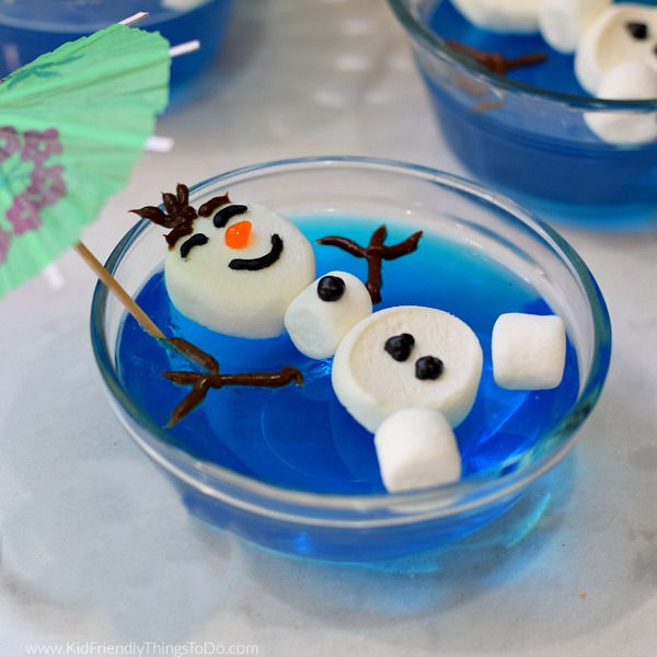 olaf floating in a pool of Jell-O treat