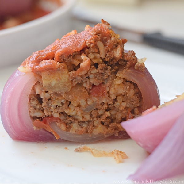 stuffed onion with beef mixture 