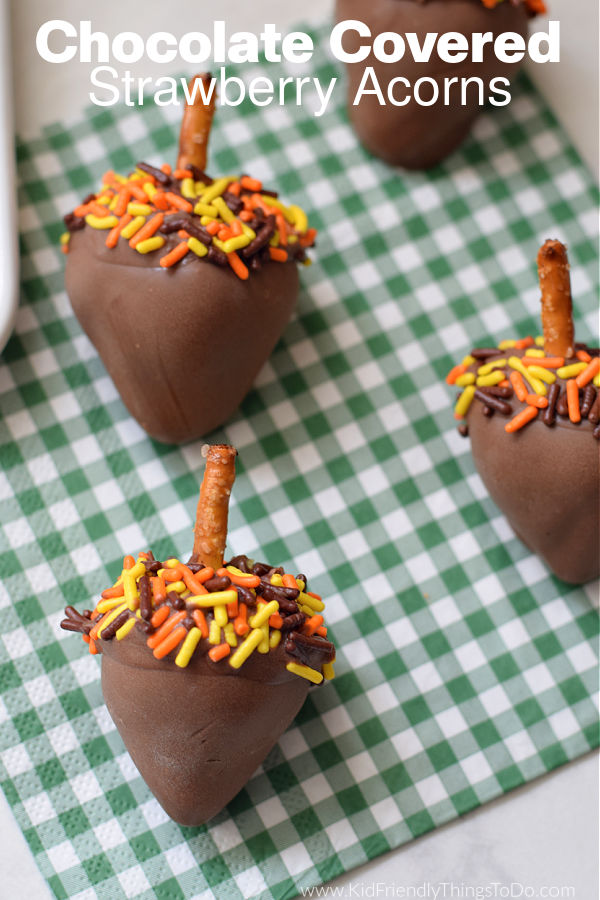chocolate covered strawberry acorns for fall treats 