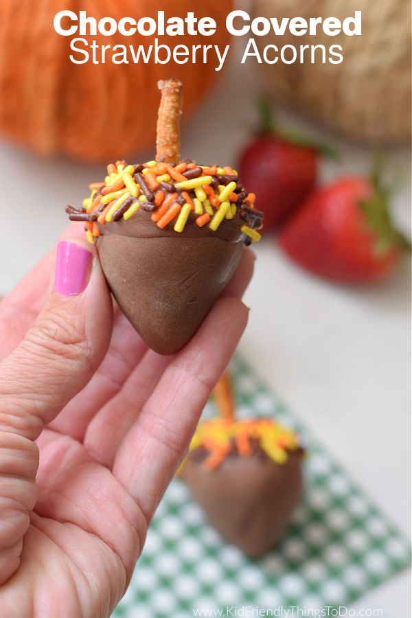 chocolate covered strawberry acorns for fall