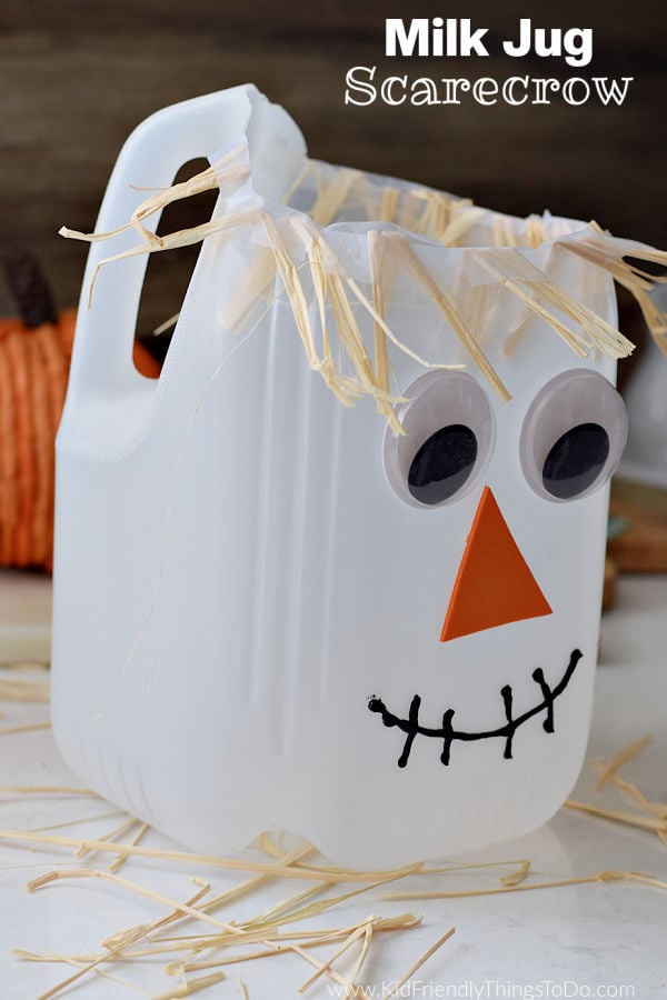 milk jug scarecrow fall craft 