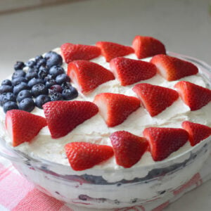 decorated red, white, and blue dessert
