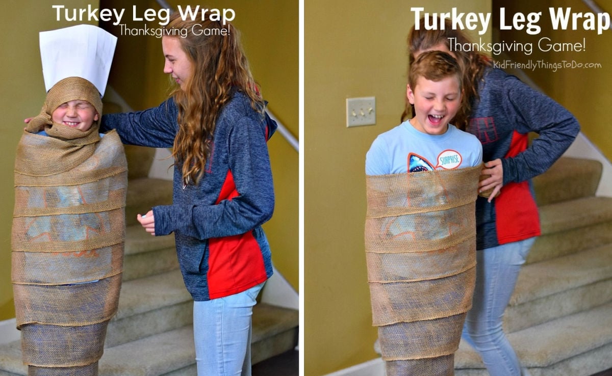 Thanksgiving turkey wrap Minute to Win It Game