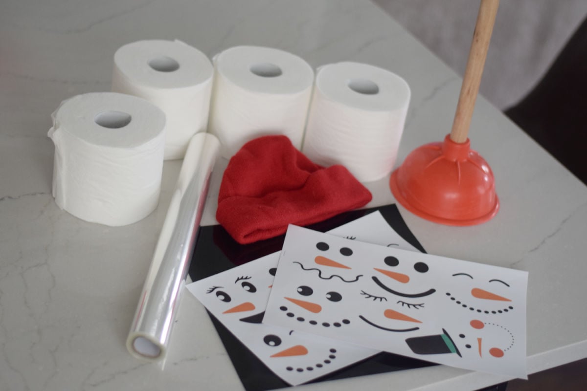 supplies for snowman plunger craft 
