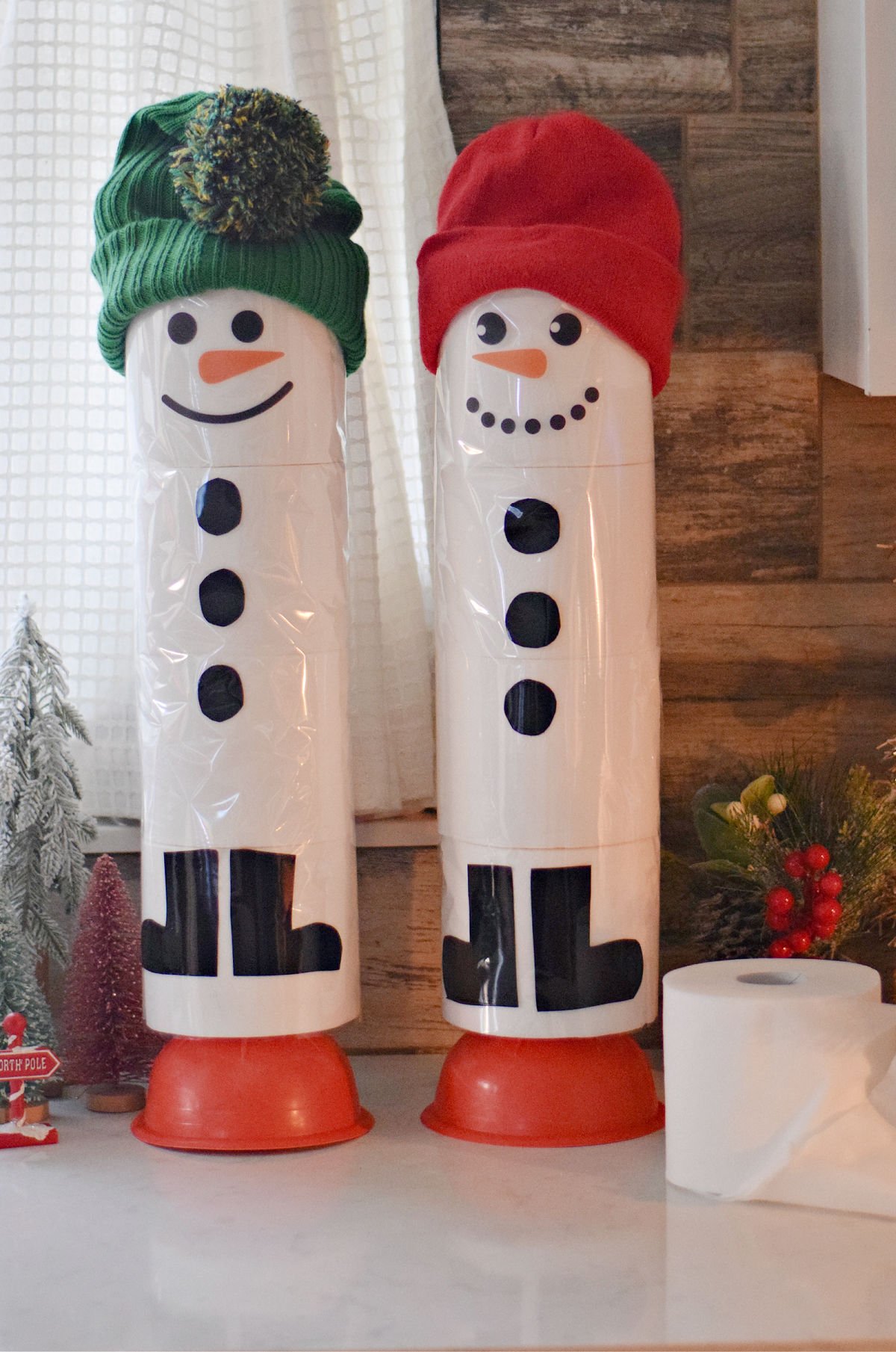 snowman toilet paper and plunger craft 