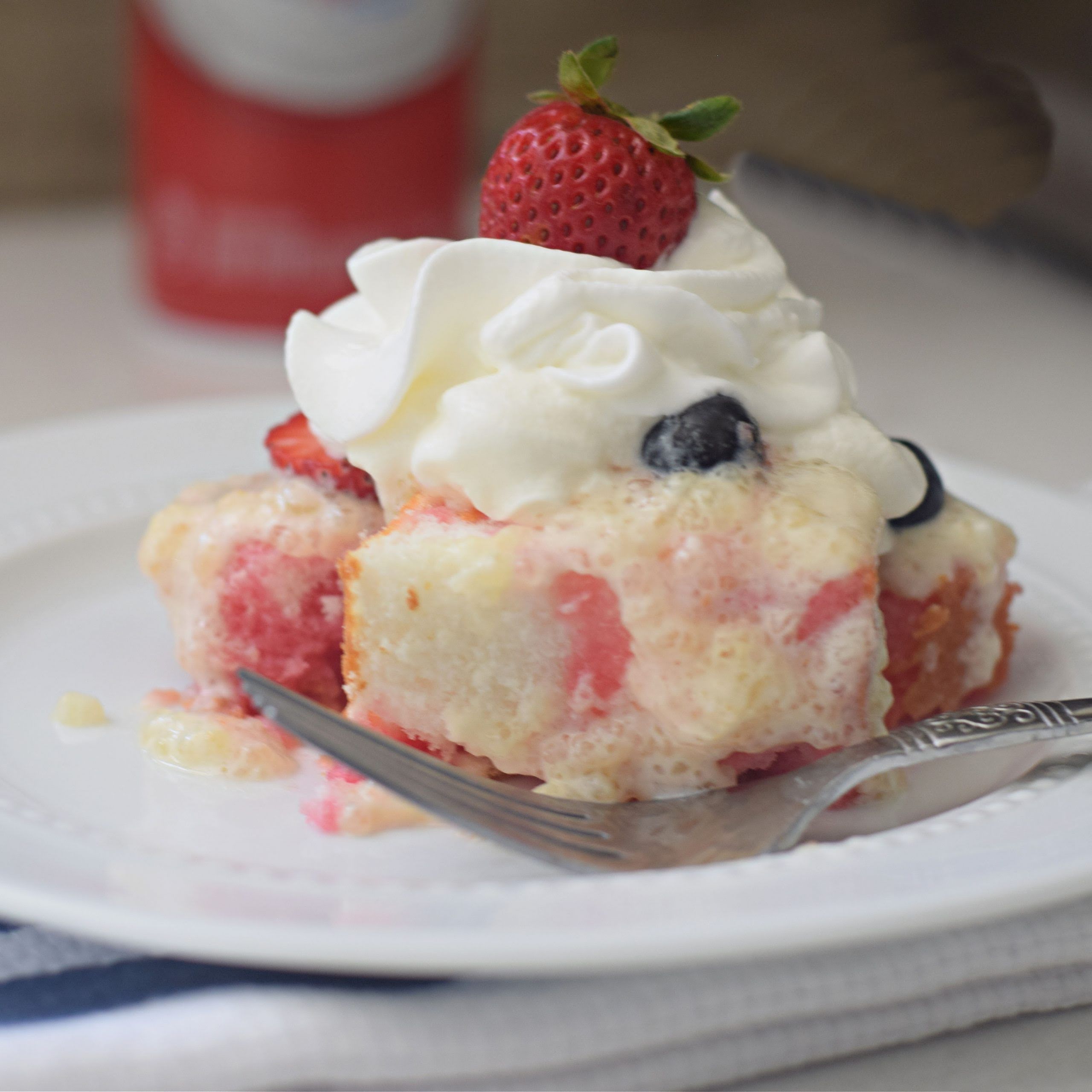 Strawberry Jell-O Poke Cake