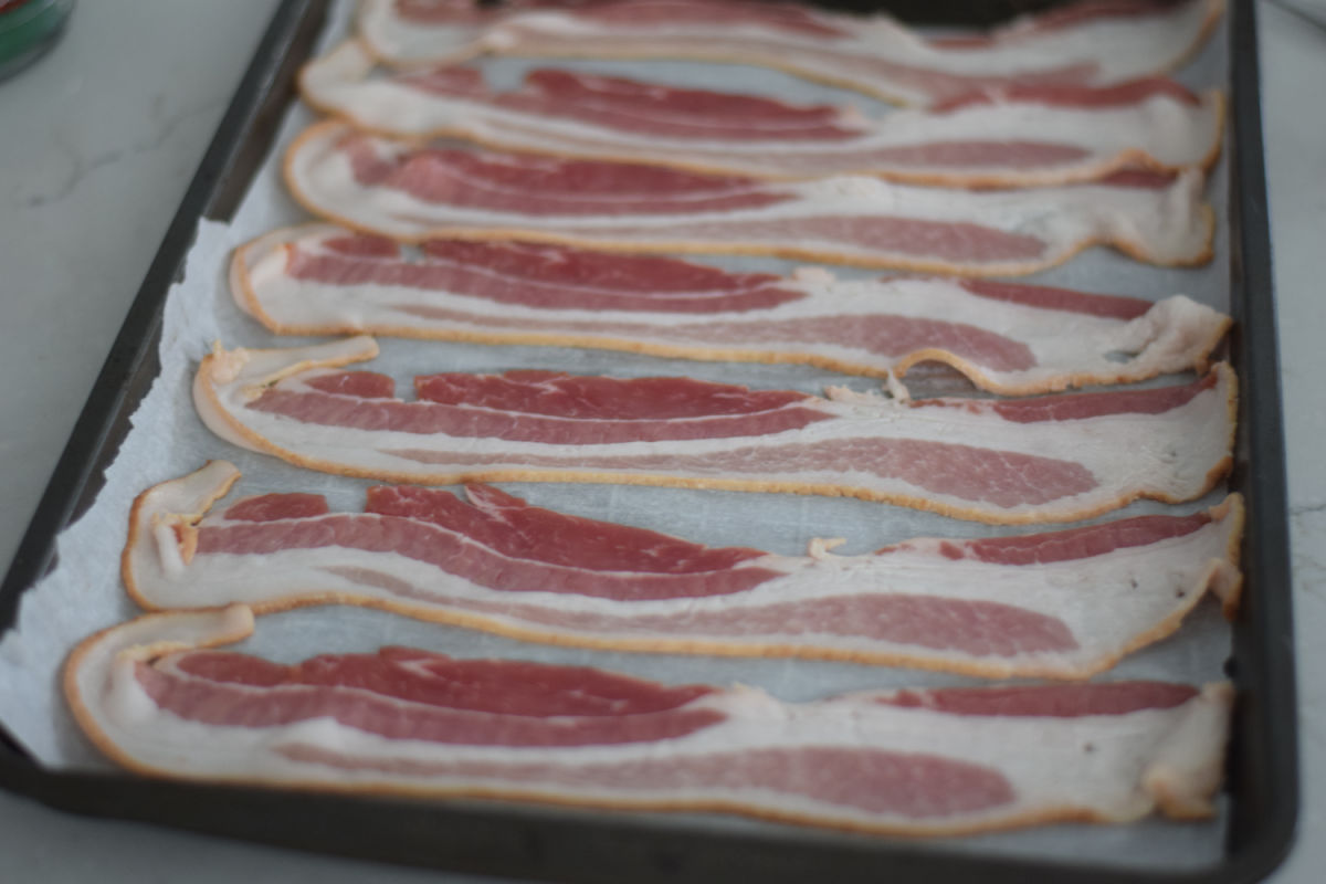 bacon on sheet pan raw 