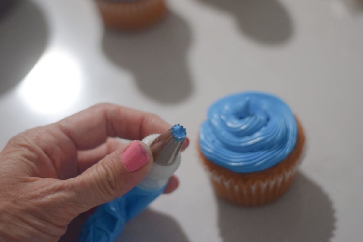 blue frosting on cupcake 