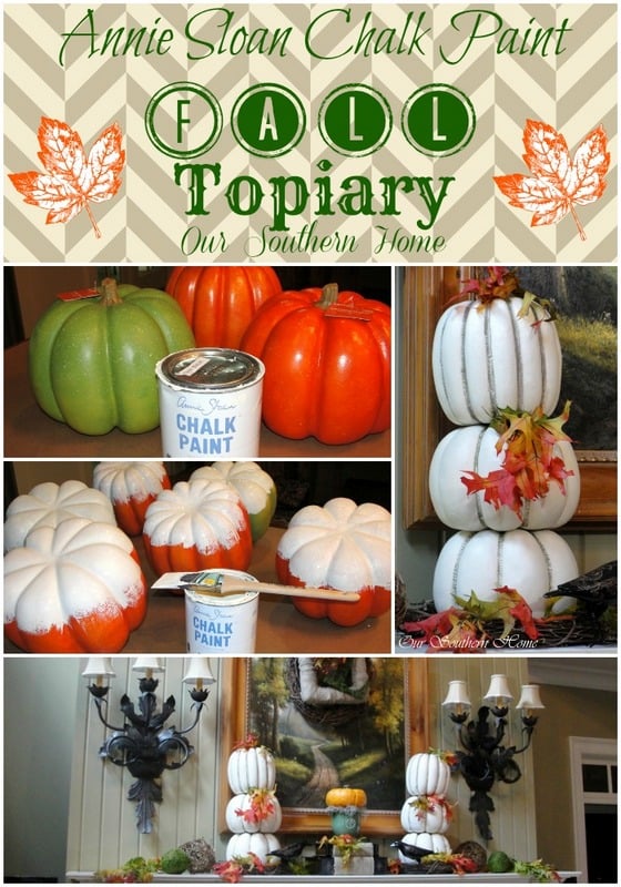 white stacked topiary pumpkins 