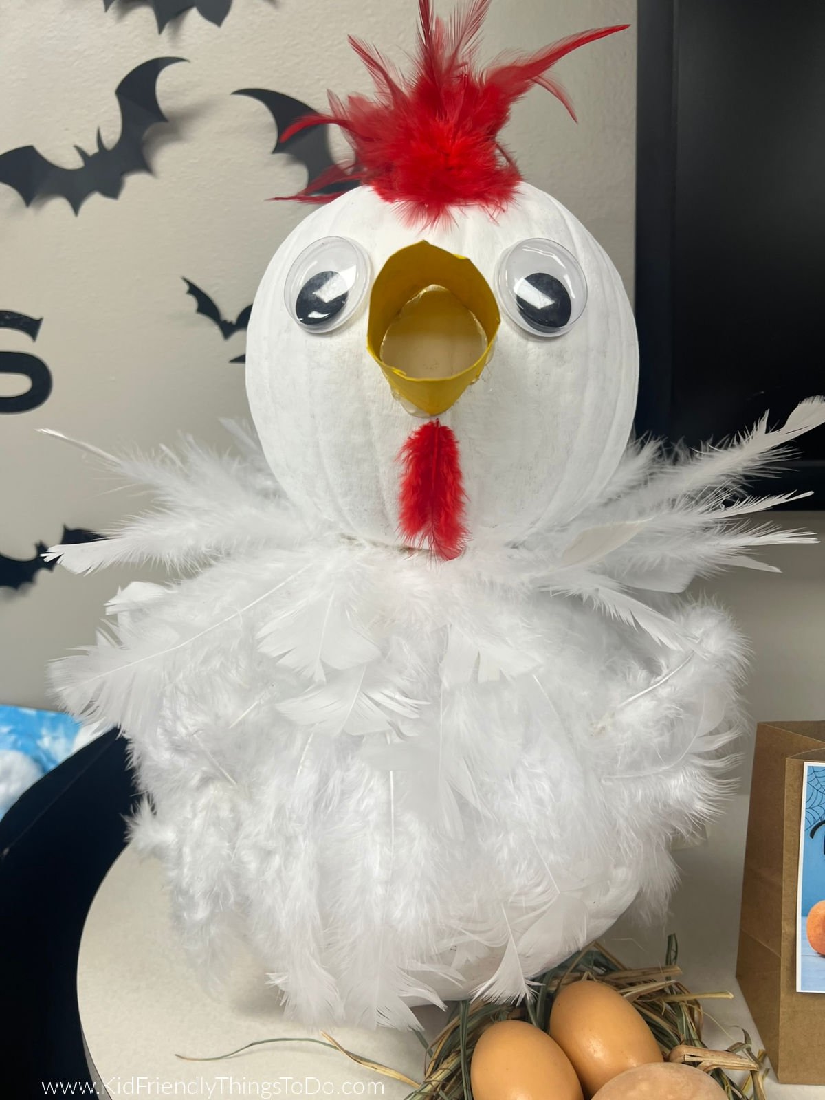 painted pumpkin hen