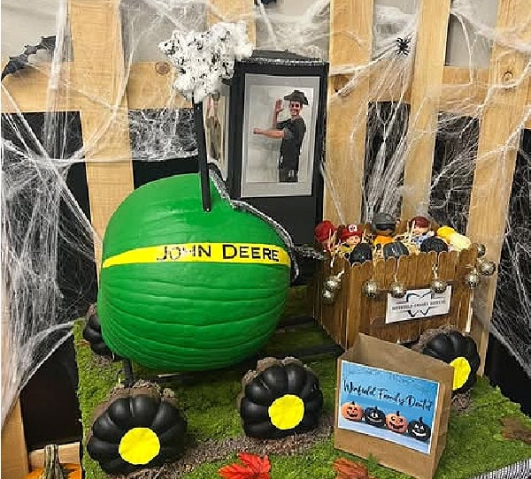 John Deere Tractor Painted Pumpkin