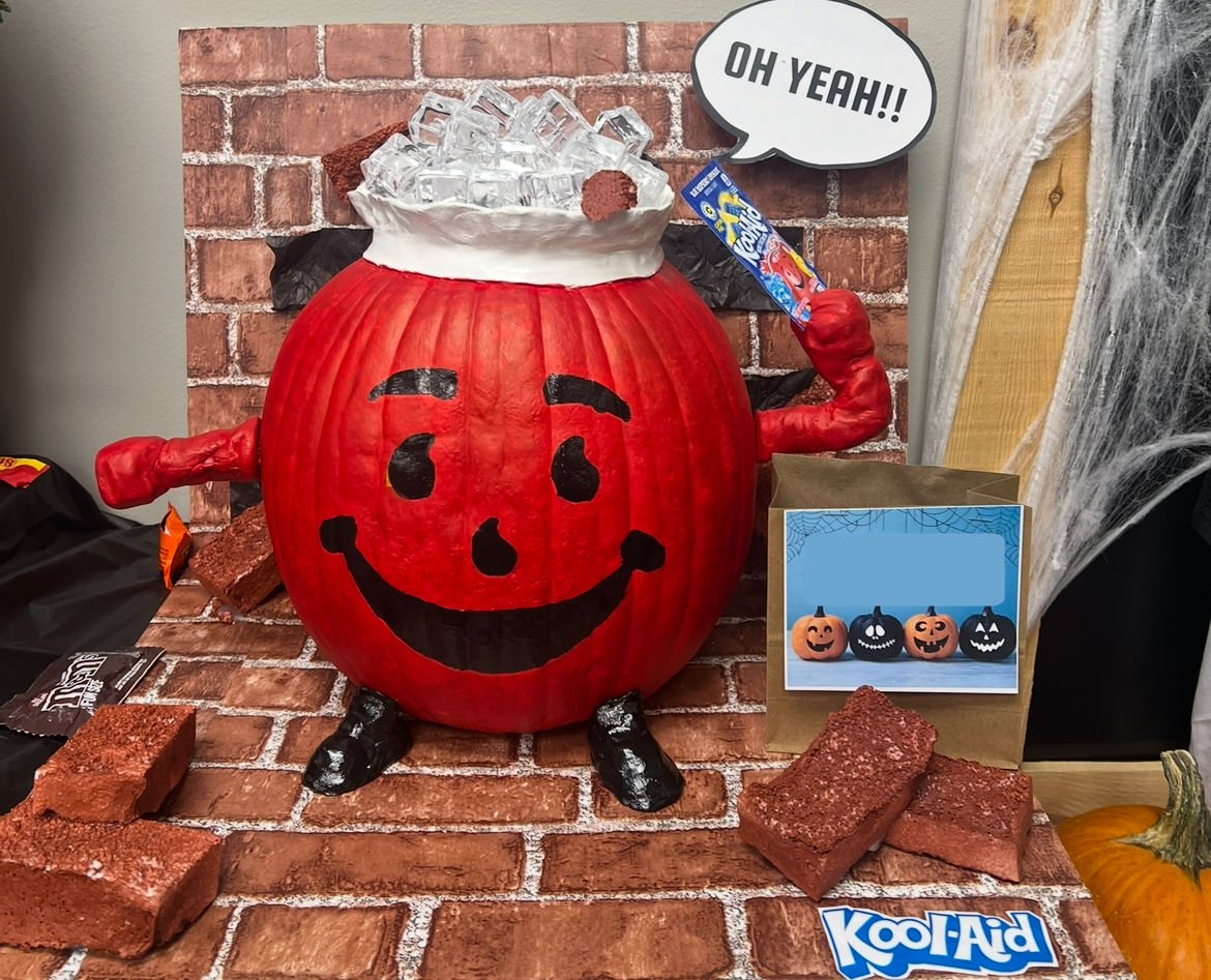 Kool-Aid Man Painted Pumpkin