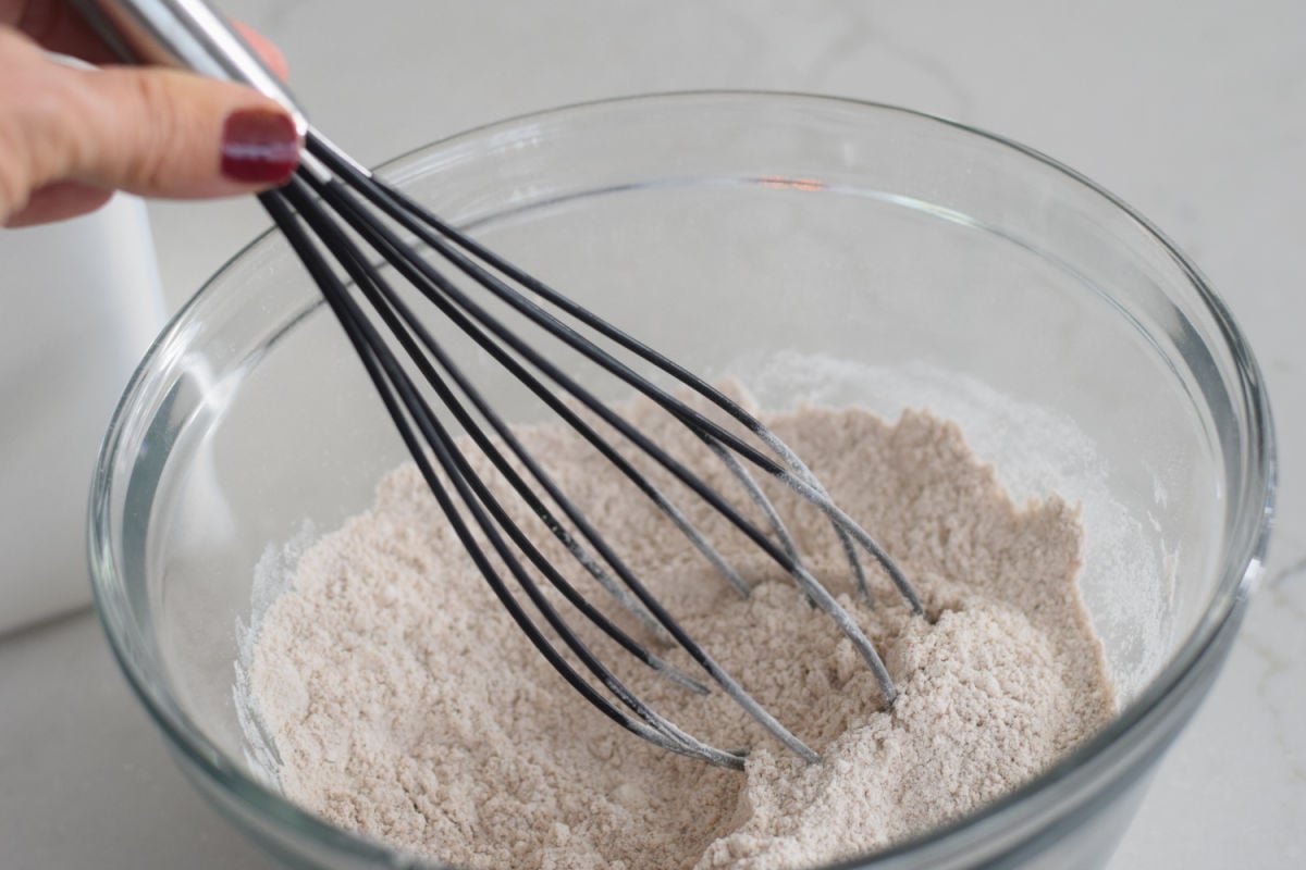 whisking cinnamon salt dough