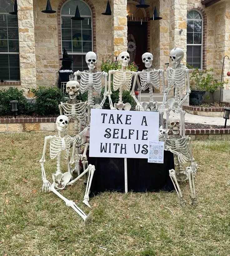 take a selfie with us skeleton display 