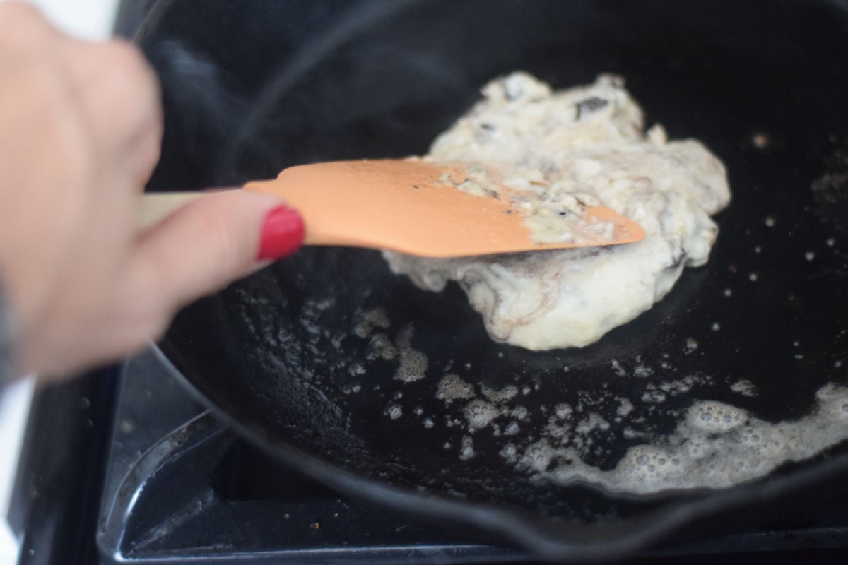 making Oreo pancakes 