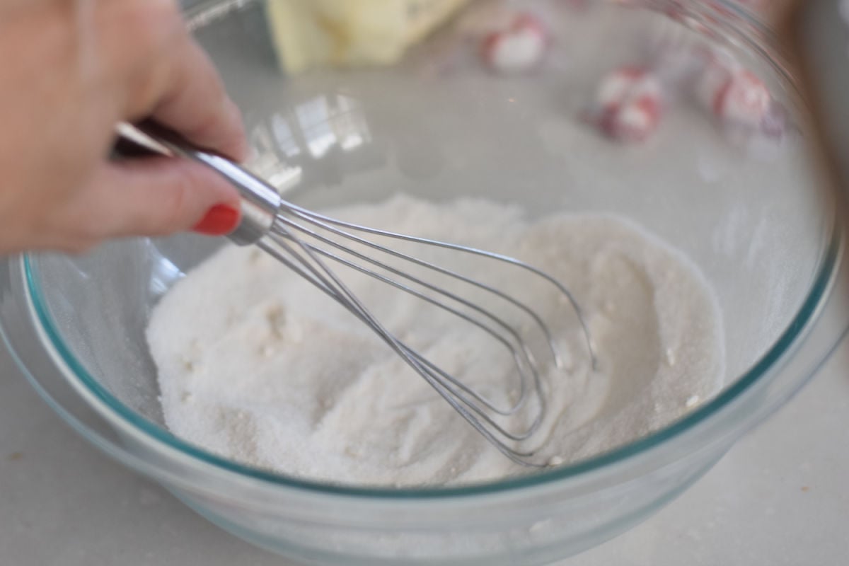 mixing macaroon ingredients 