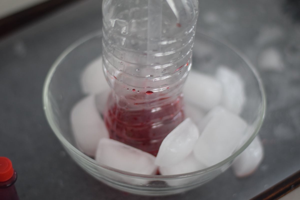 homemade thermometer in ice 