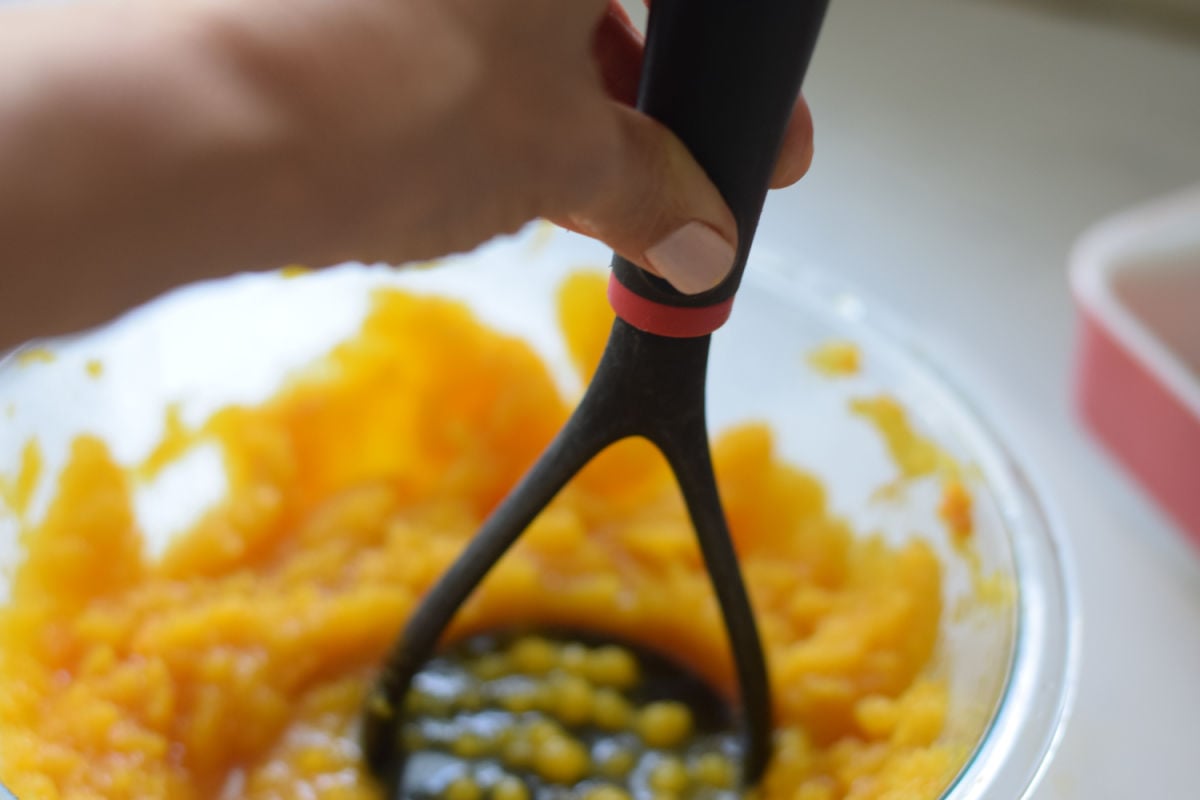 mashing butternut