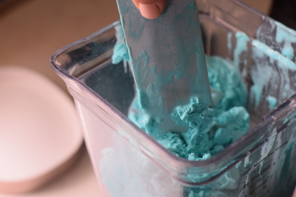 blue ice cream in blender