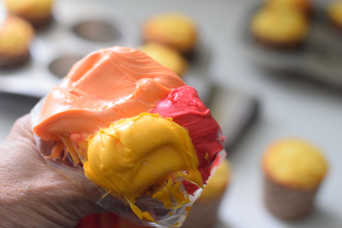 red yellow and red frosting