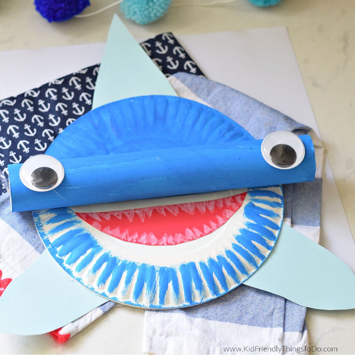 paper plate shark craft