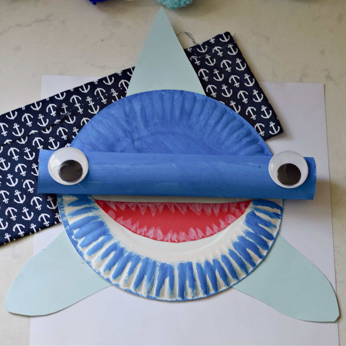 paper plate shark craft