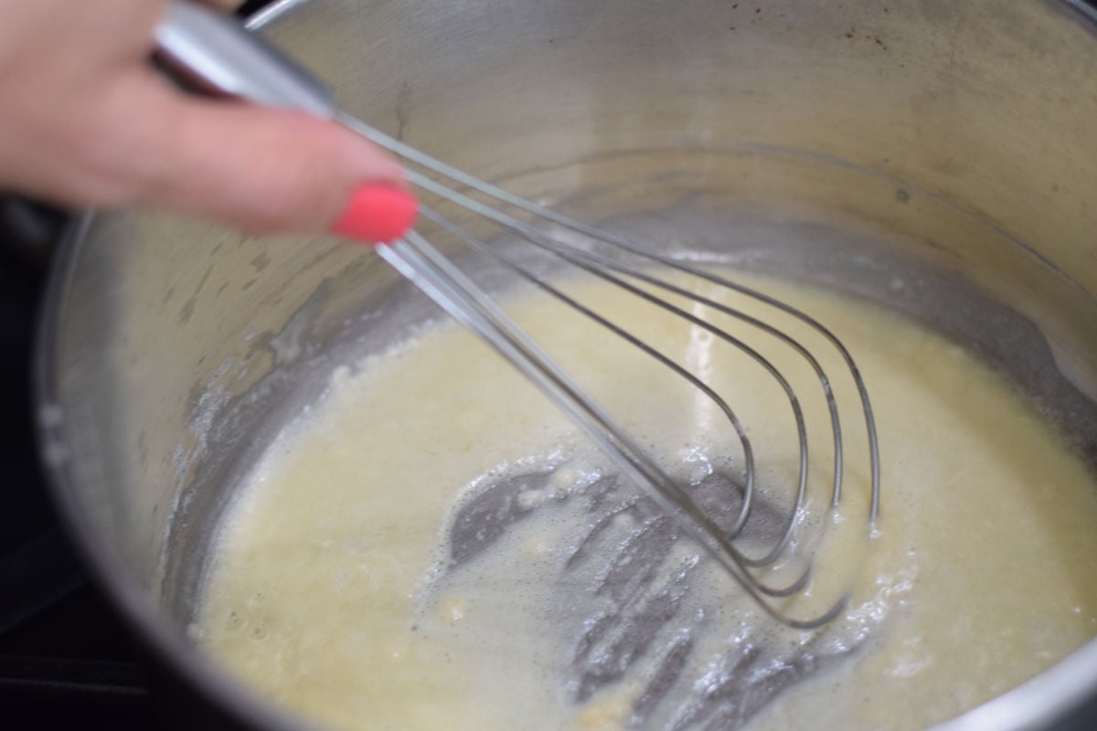 whisking flour