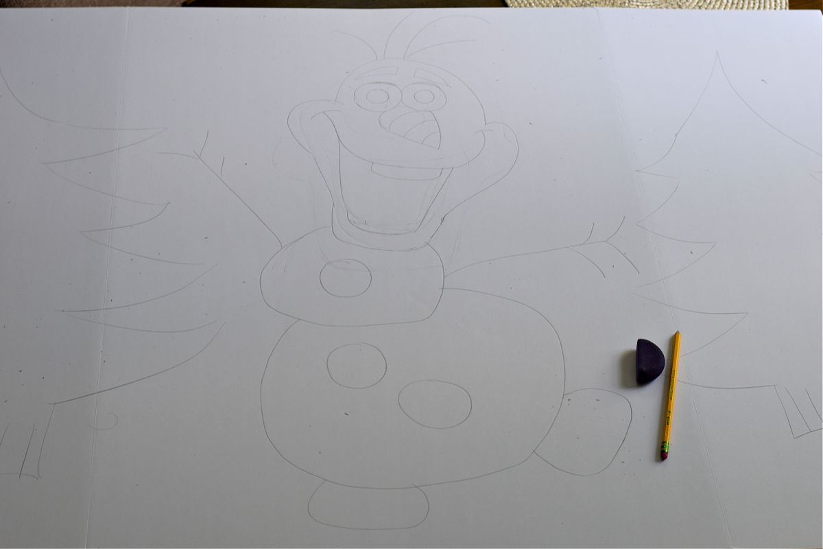 Olaf drawn on poster board
