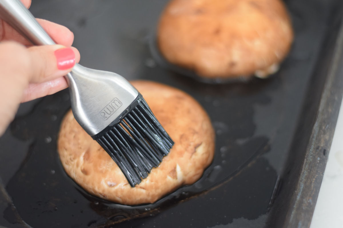 basting mushroom with oil
