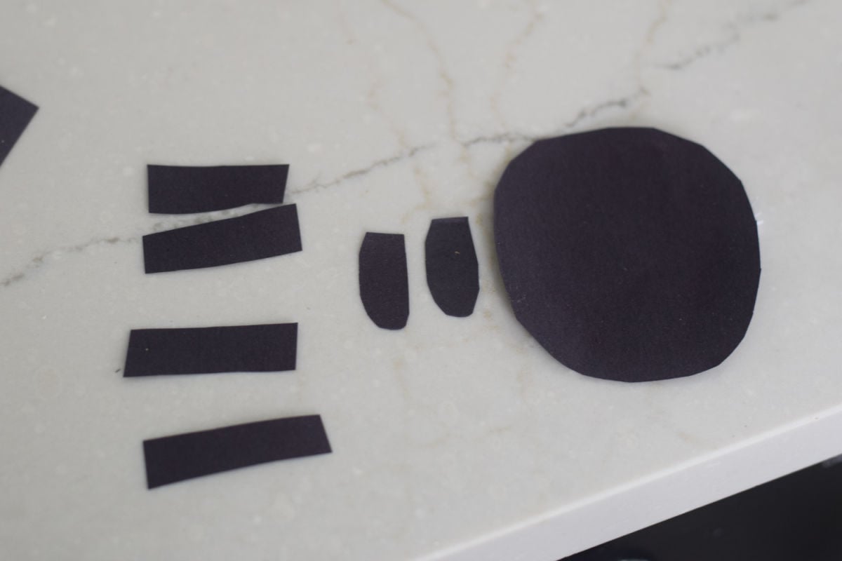 black paper shapes for sheep craft