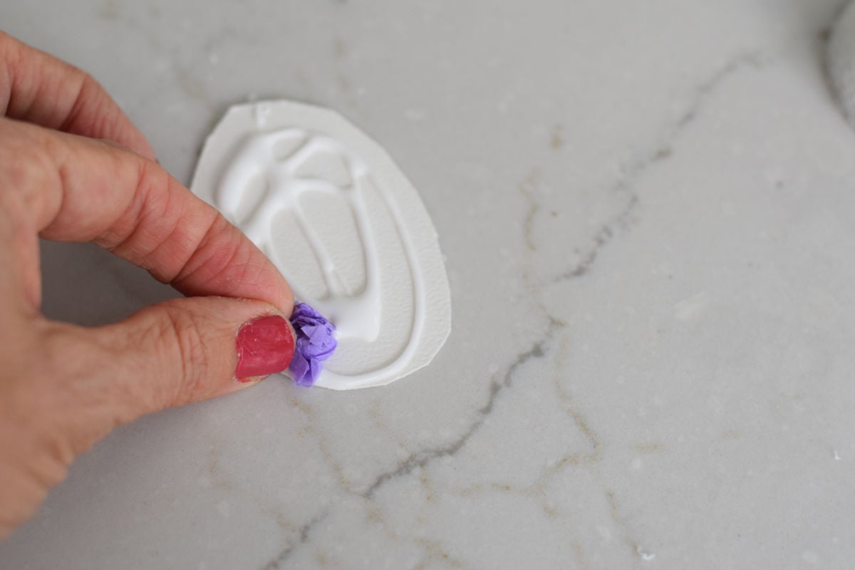 adding tissue paper to cardstock hyacinth craft