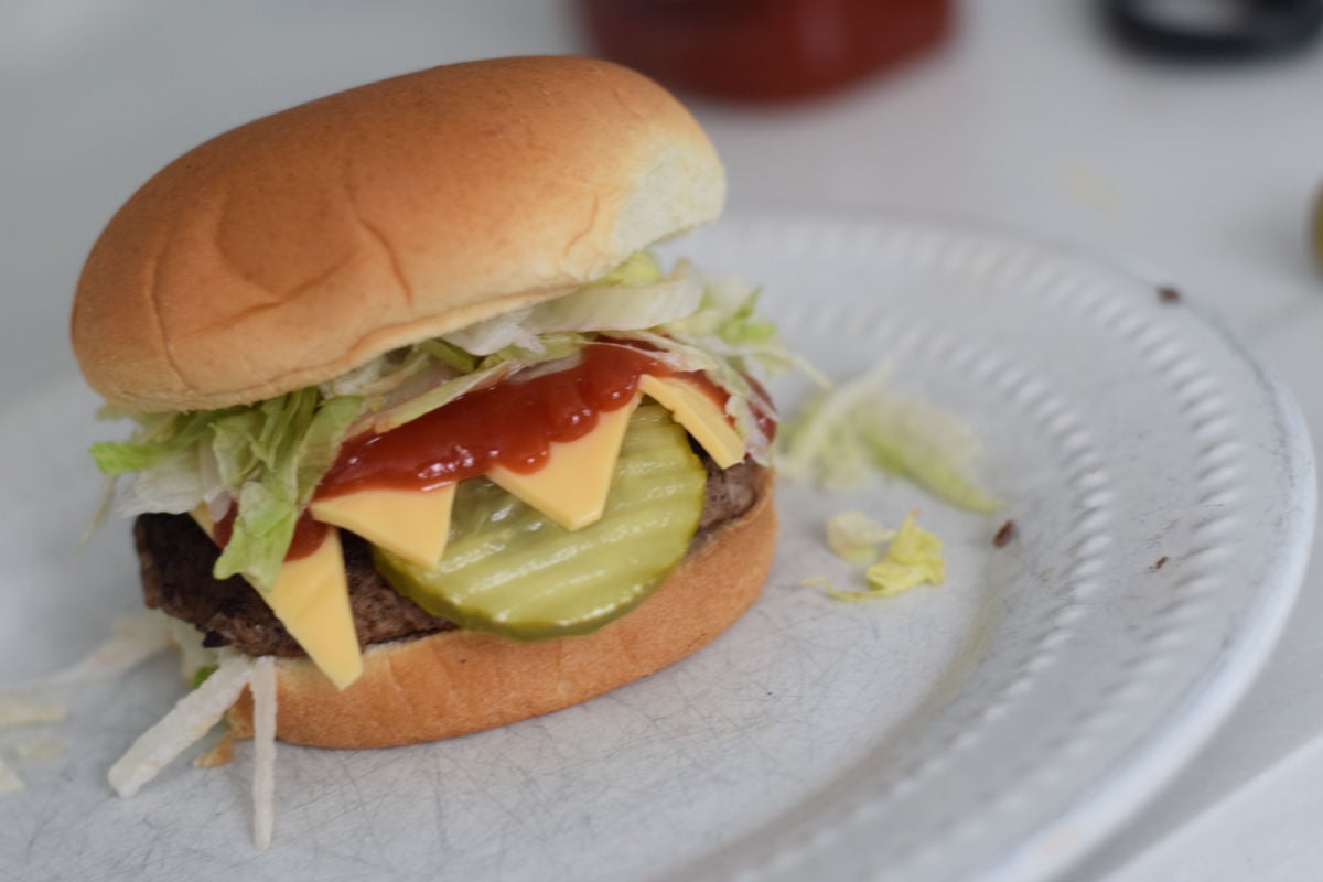 making a monster cheeseburger