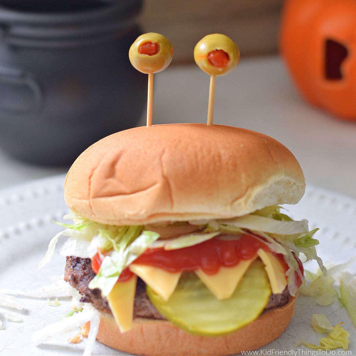 Halloween monster cheeseburger
