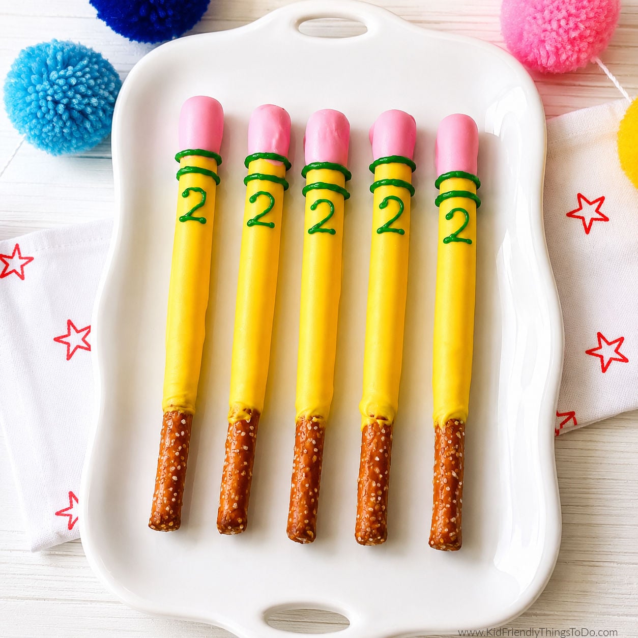 back to school pretzel pencils made from chocolate