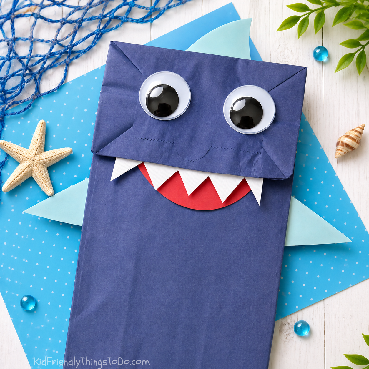 paper bag shark craft for kids to make