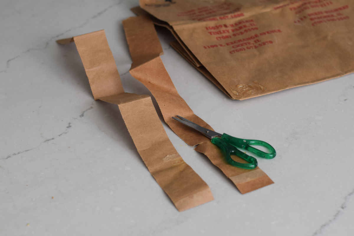 paper bag with cut strips 