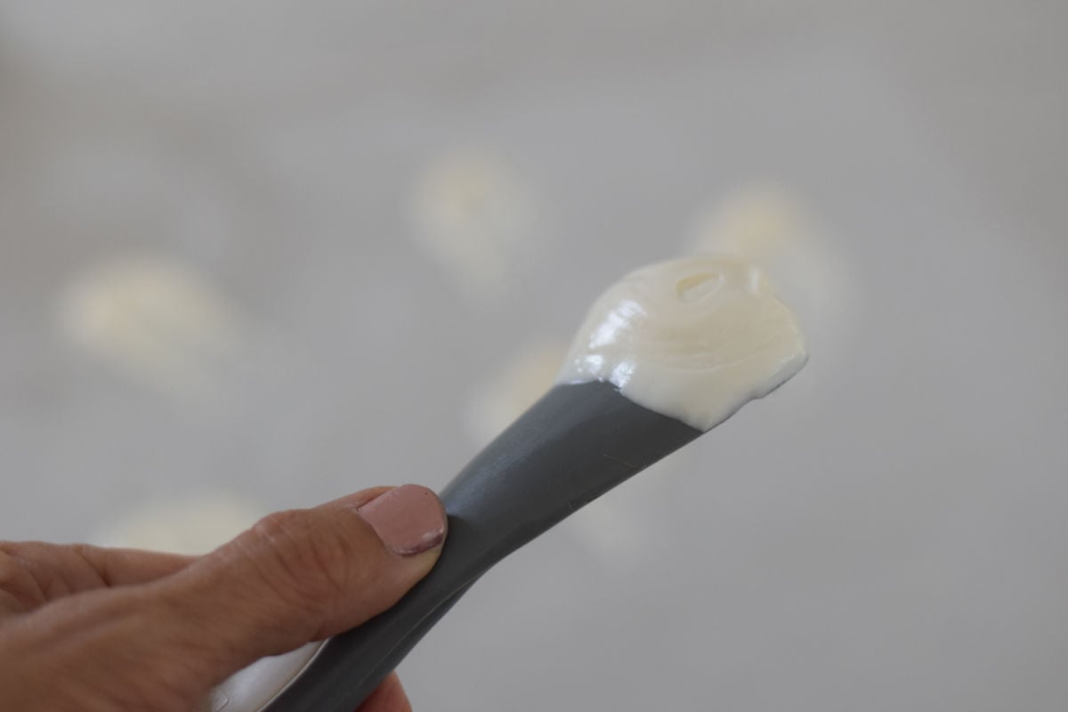chocolate on silicon spoon