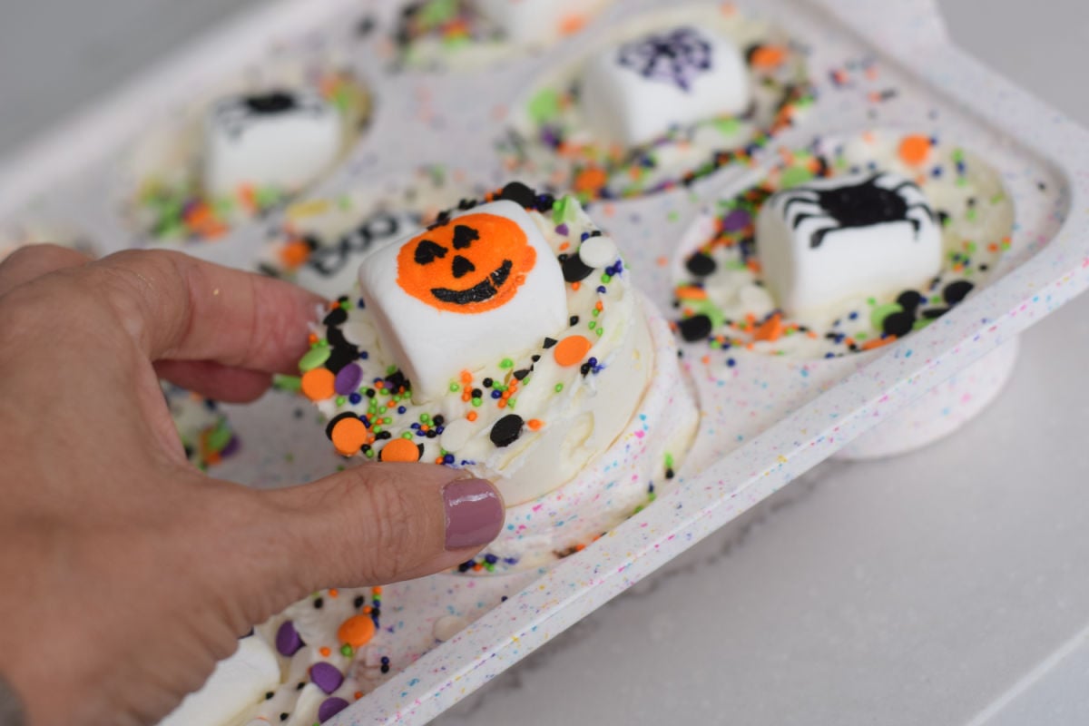 Halloween frozen hot chocolate whipped cream topper 