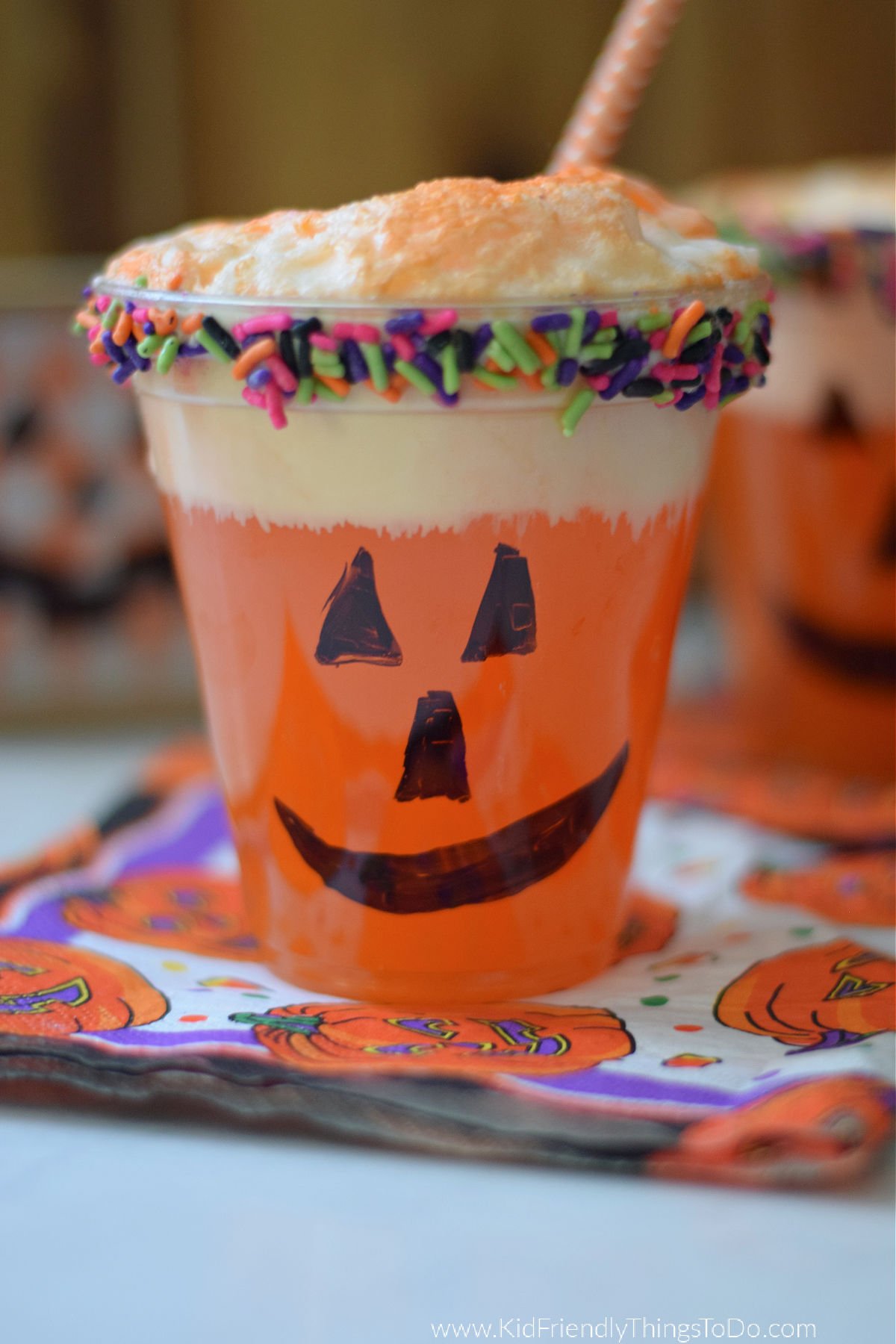 Jack-O-Lantern Orange Soda Floats 