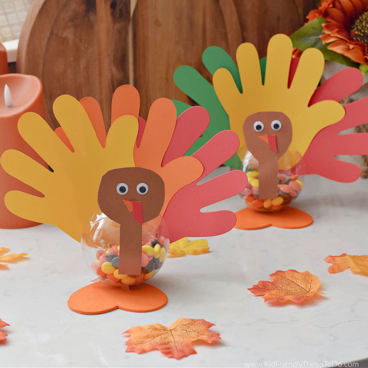 turkey ornament handprint and candy craft