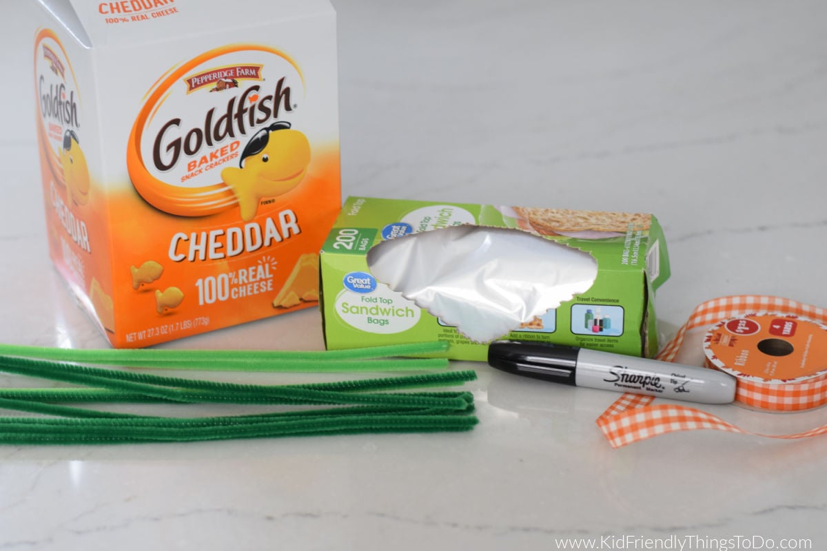 Jack-O-Lantern Goldfish Snack Bag Supplies