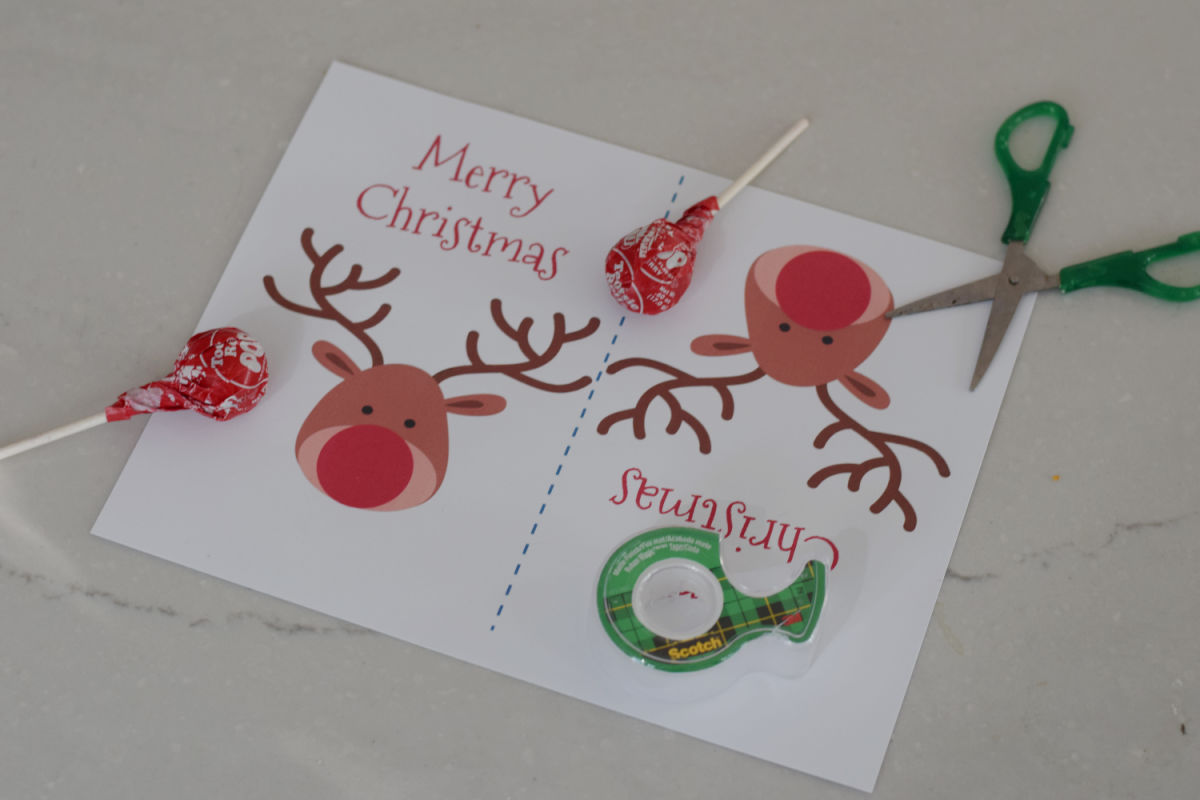 Rudolph Lollipop Printable Gift supplies 
