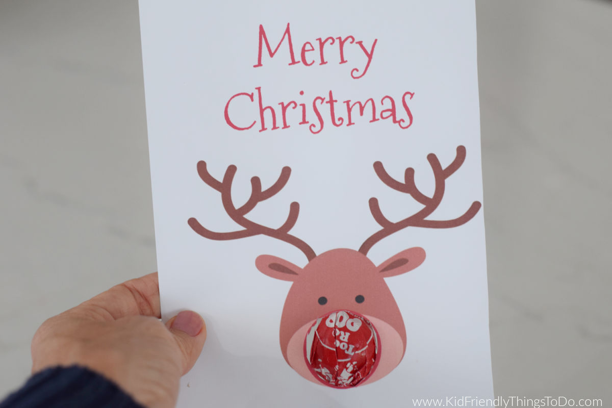 Rudolph Lollipop Printable Christmas Gift 