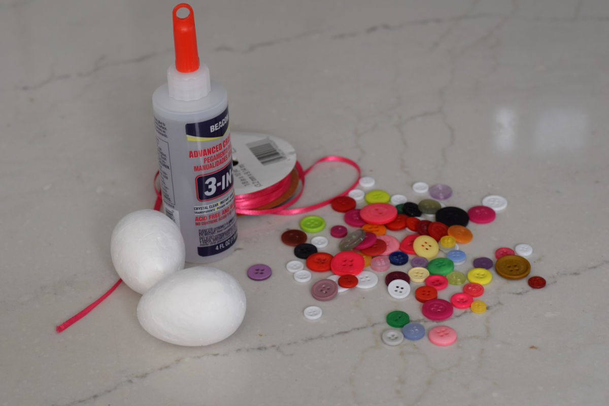 button Easter egg craft supplies