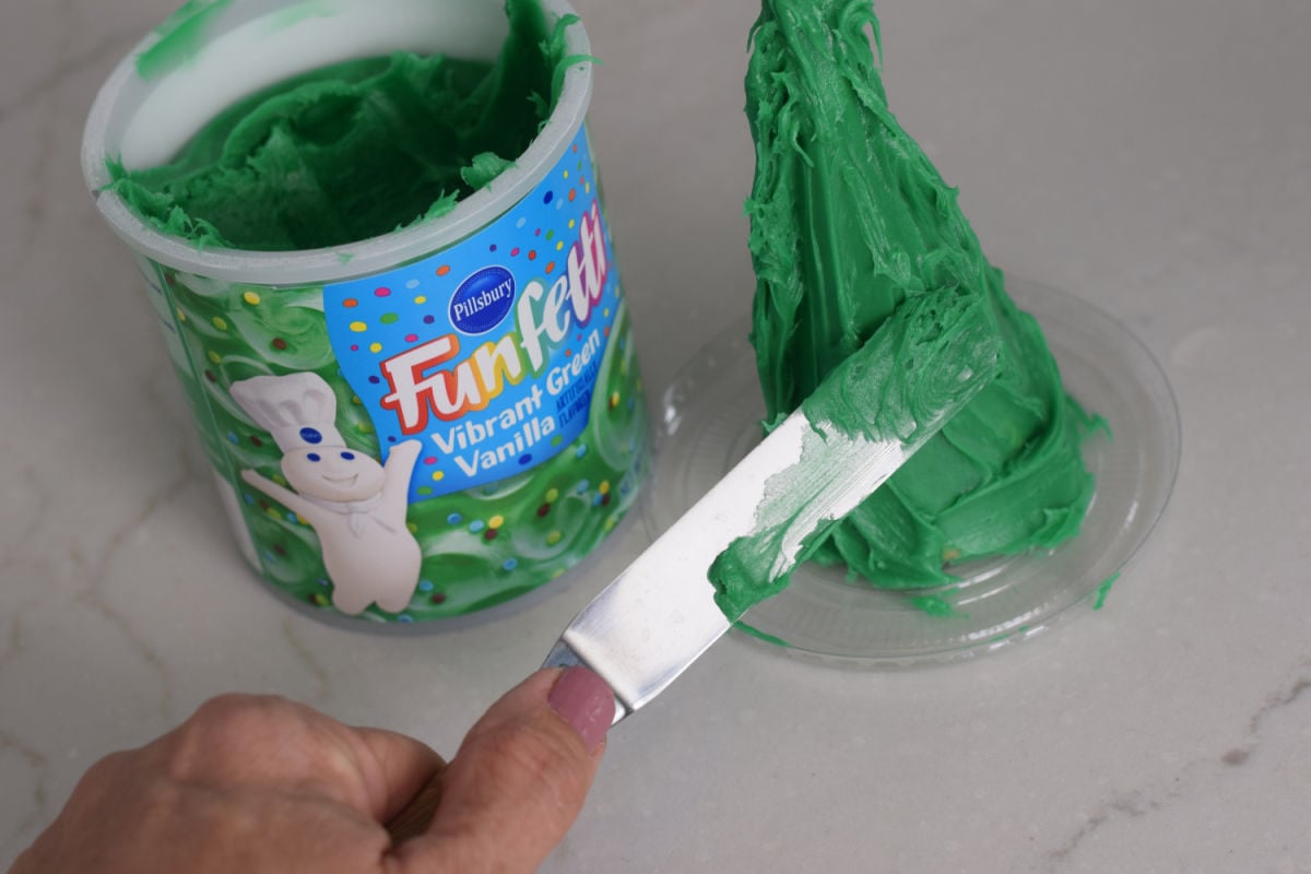 frosting a sugar cone tree