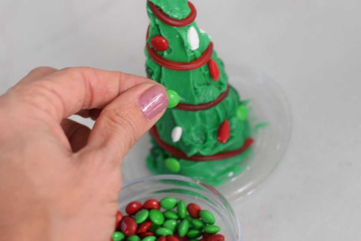 decorating a sugar cone tree