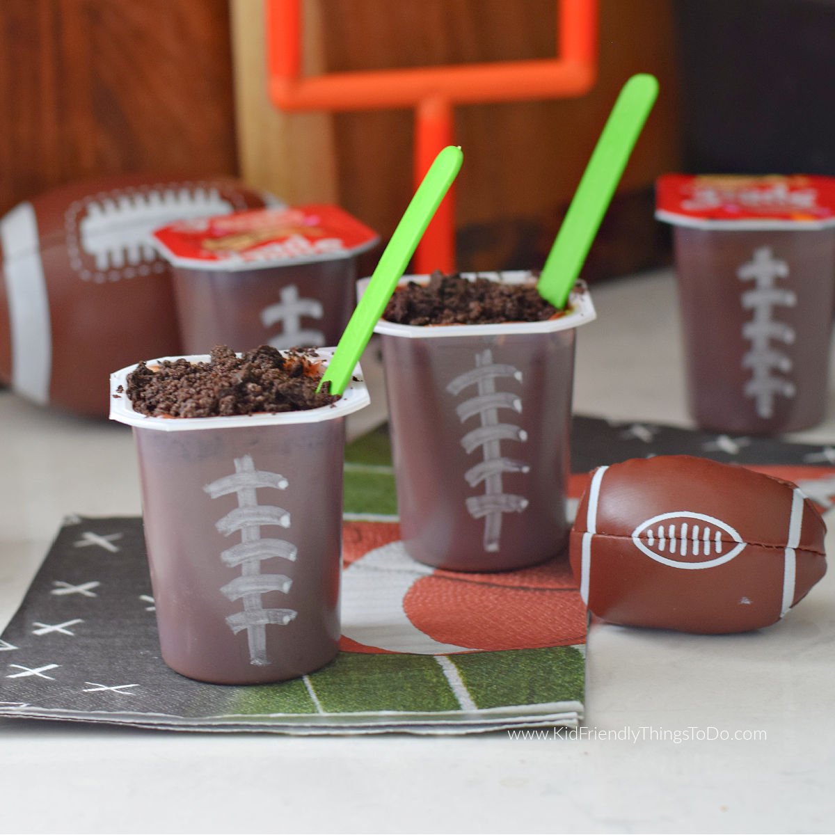 Football dirt pudding cups
