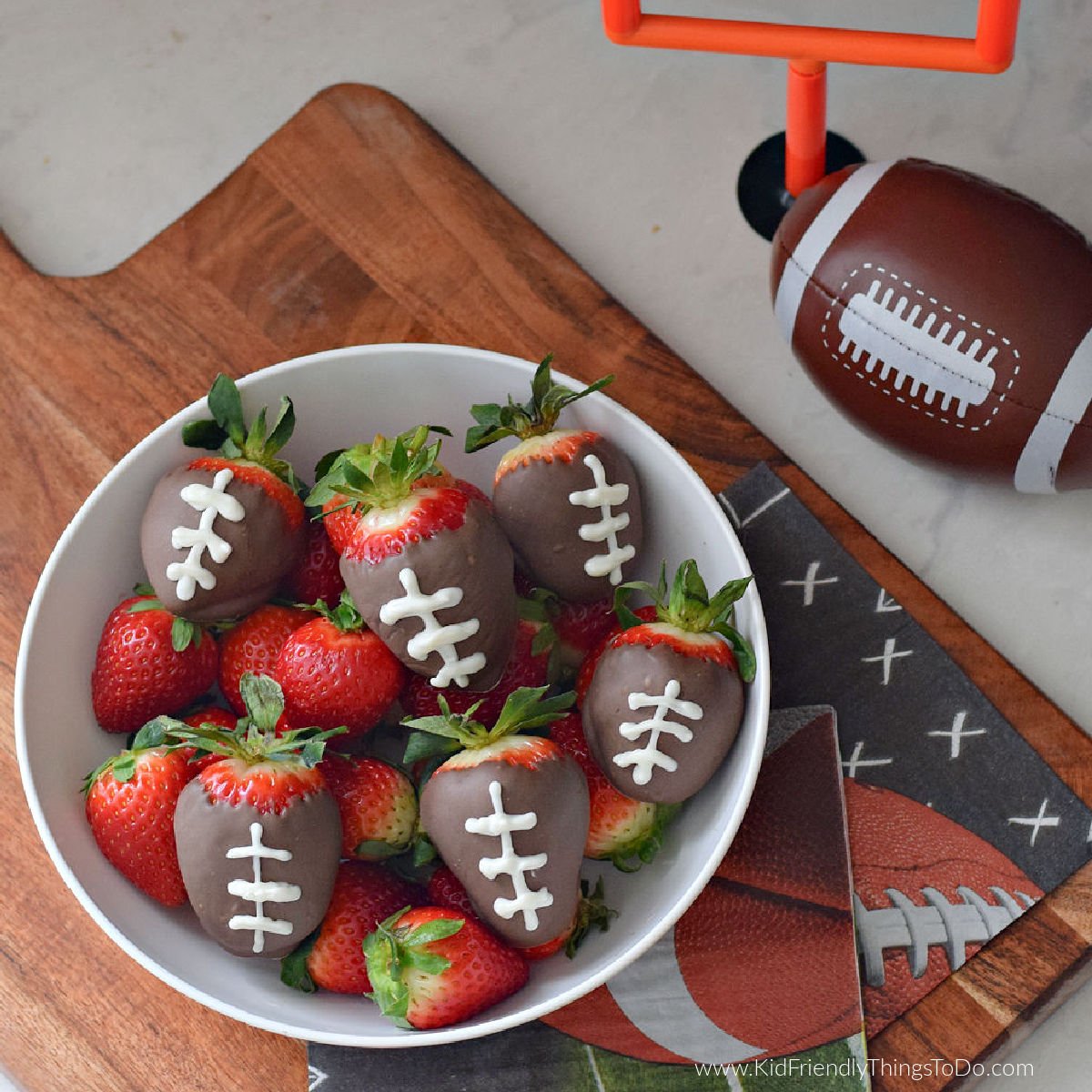 football chocolate covered strawberries