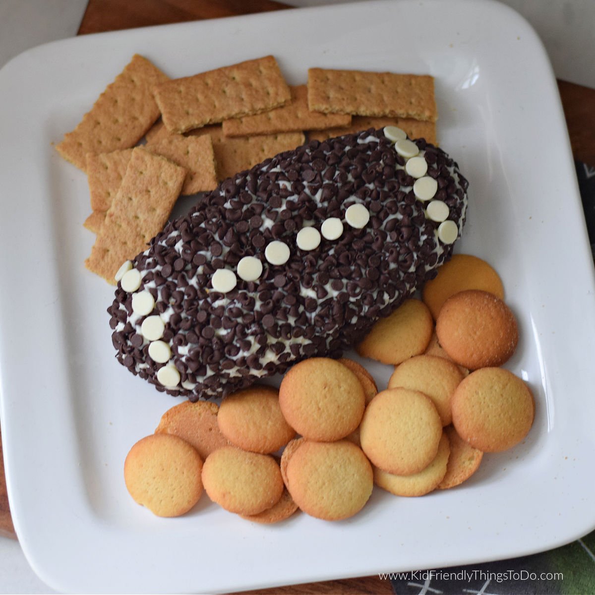 football-shaped cheeseball dessert
