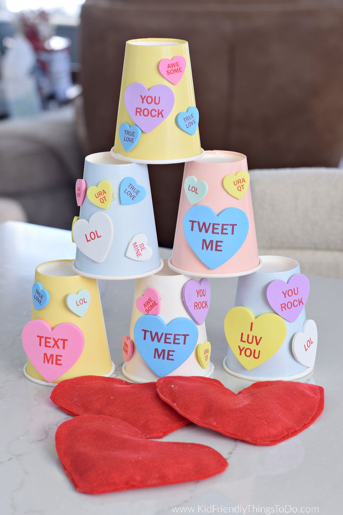 conversation heart knockdown game 